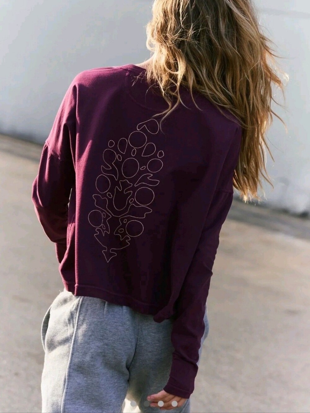 ✏️ NWT| FP Movement ♡ Black Cherry Burgundy Embroidered Henley